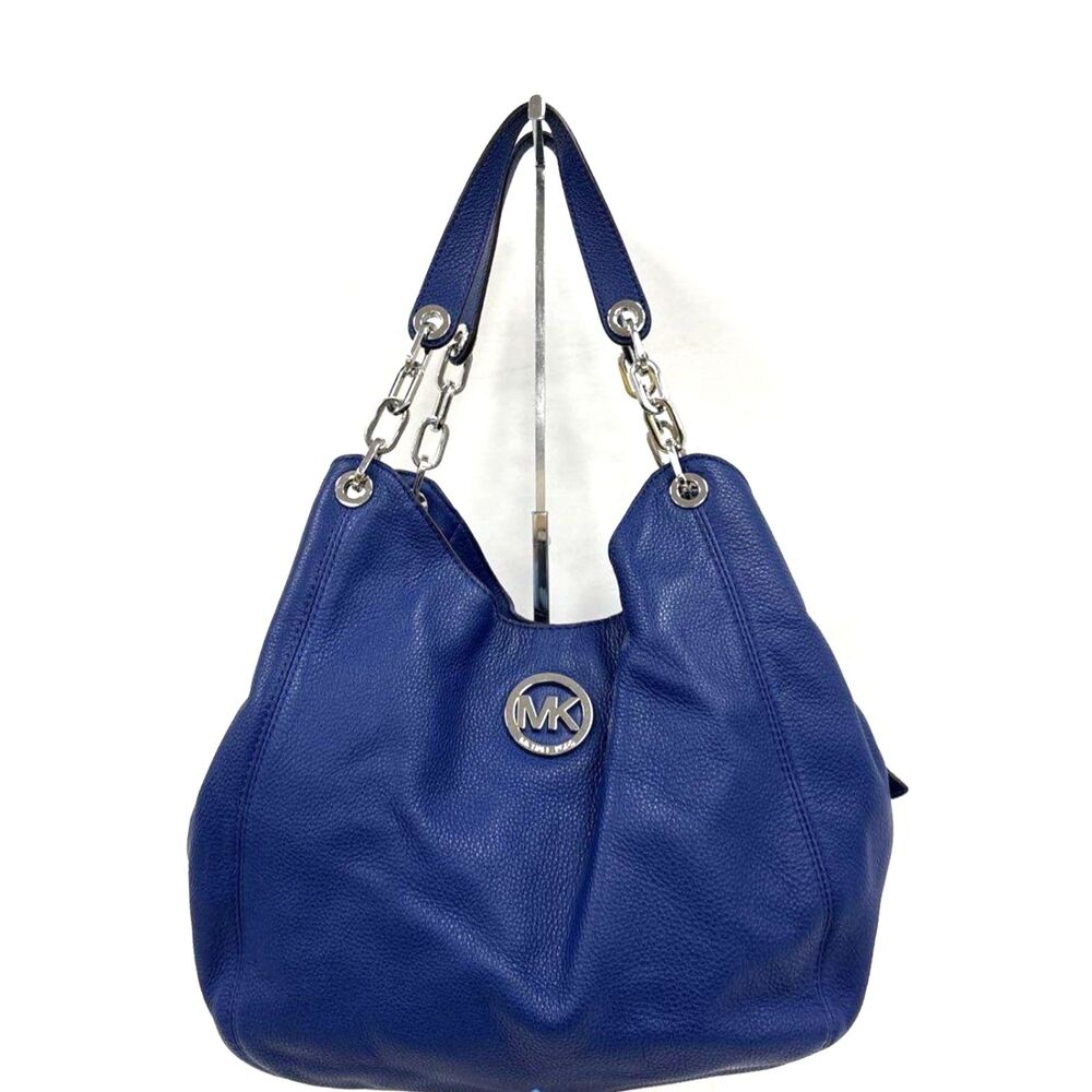 Michael Michael Kors Blue Fulton Hobo Bag w/ Silver Chain Straps